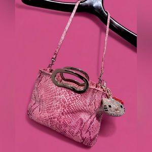 Vintage Jessica McClintock Pink Snakeskin Print Leather Purse | Y2k Mini Bag